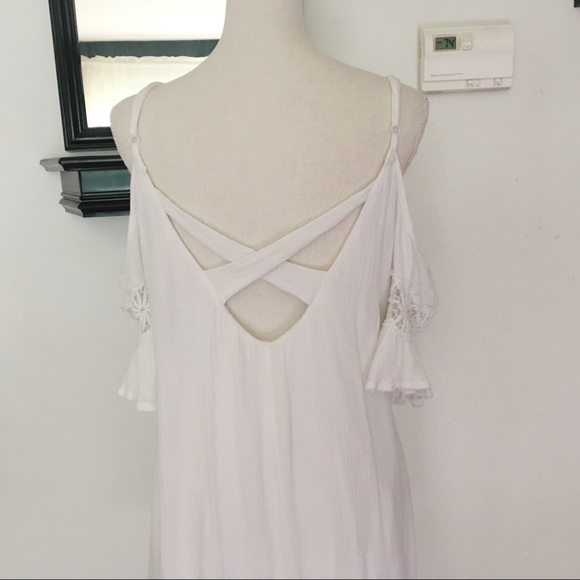 Rise of Dawn White Cold Shoulder Mini Tunic Dress Size Medium - Picture 4 of 7